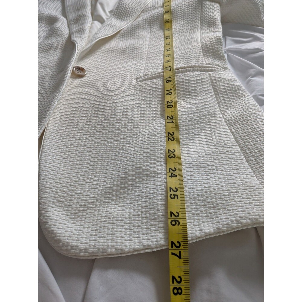 Ann Taylor Blazer Women 12 Ivory Single Breasted Lined Waffleweave Old Money New - Picture 14 of 14